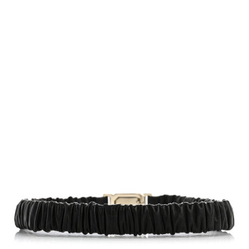 CHANEL Lambskin Ruched Crystal CC Belt 75 30 Black