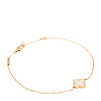 VAN CLEEF & ARPELS 18K Yellow Gold Mother of Pearl Sweet Alhambra Bracelet