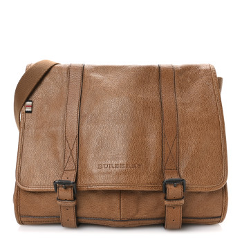 BURBERRY Calfskin Messenger Bag Tan