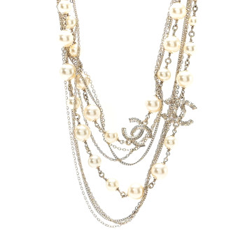 CHANEL Pearl Chain CC Multi Strand Necklace Gold