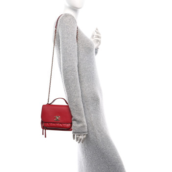 CHANEL Caviar Quilted Small Business Affinity Flap Red