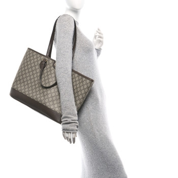 GUCCI GG Supreme Monogram Textured Calfskin Medium Ophidia Shoulder Tote Bag Beige Ebony New Acero