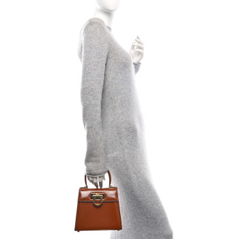 SALVATORE FERRAGAMO Brushed Off Calfskin Small Iconic Top Handle Cuoio