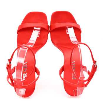 PRADA Satin Logo Slingback Sandals 40 Red