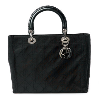 CHRISTIAN DIOR Nylon Cannage Large Lady Dior Black