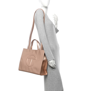 TELFAR Metallic Vegan Leather Medium Shopping Bag Copper