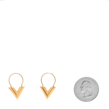 LOUIS VUITTON Brass Essential V Hoop Earrings Gold