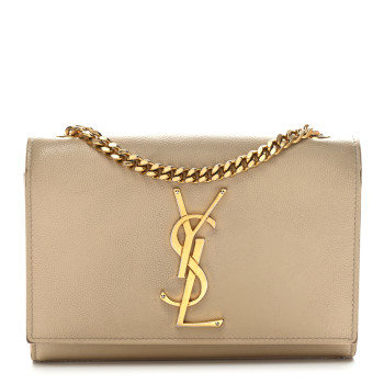 SAINT LAURENT Grain De Poudre Small Monogram Kate Satchel Nude Powder