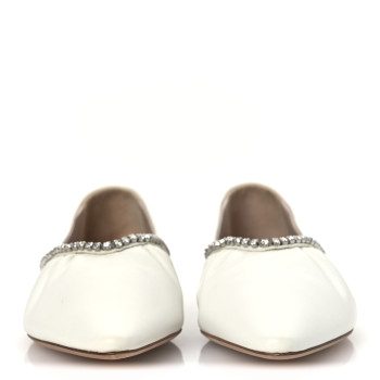MIU MIU Nappa Crystal Ballerina Flats 35.5 White
