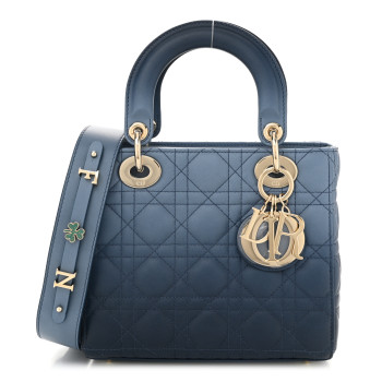 CHRISTIAN DIOR Lambskin Cannage Gradient Small My ABCDior Lady Dior Indigo Blue