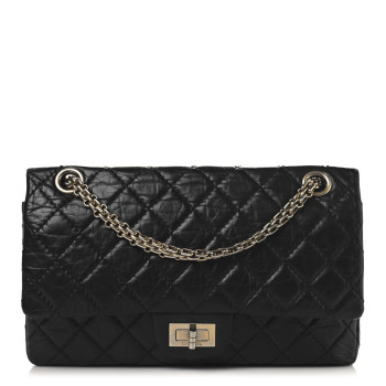 CHANEL Aged Calfskin Quilted 2.55 Reissue 225 Flap Black