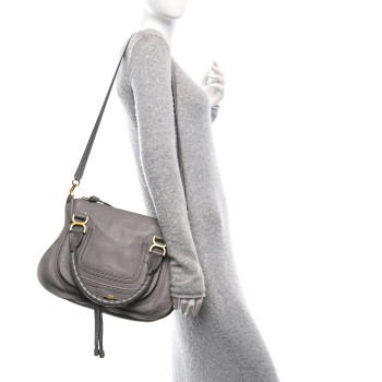 CHLOE Calfskin Medium Marcie Satchel Cashmere Grey