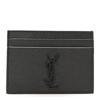 SAINT LAURENT Grain De Poudre Monogram Monochrome Credit Card Case Grey