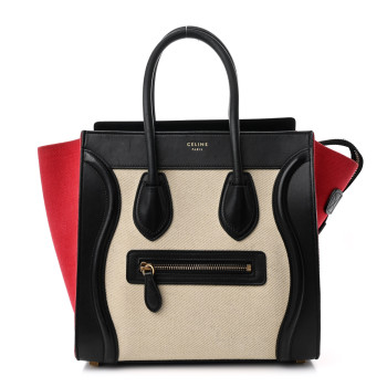 CELINE Canvas Smooth Calfskin Micro Tri-Color Luggage Carmin