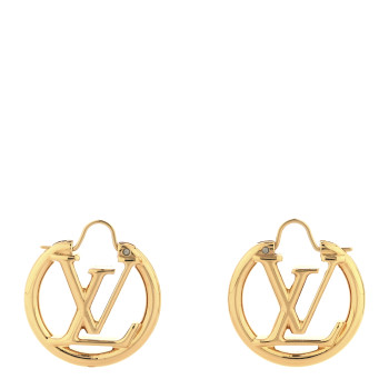 LOUIS VUITTON Metal Small Louise Hoop Earrings Gold
