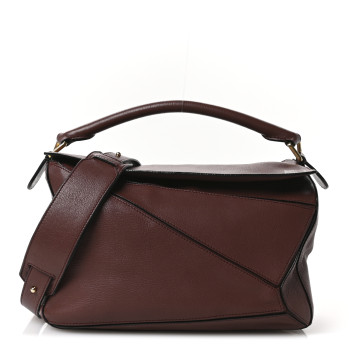 LOEWE Calfskin Medium Puzzle Bag Brown