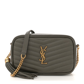 SAINT LAURENT Grain De Poudre Matelasse Monogram Mini Lou Camera Bag Pebble
