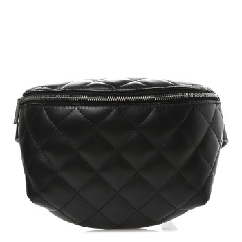 CHANEL Calfskin Quilted Waist Belt Bag Black