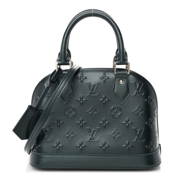 LOUIS VUITTON Metallic Calfskin Debossed Monogram Alma BB Steel Blue