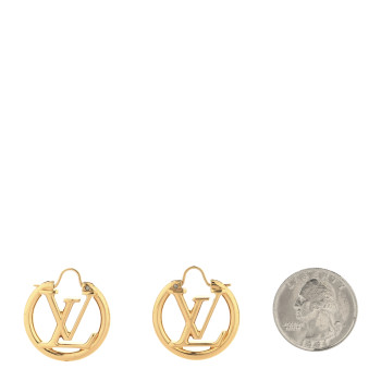 LOUIS VUITTON Metal Small Louise Hoop Earrings Gold
