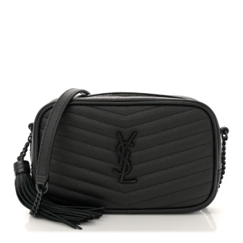 SAINT LAURENT Grain De Poudre Matelasse Monochrome Monogram Mini Lou Camera Bag Black