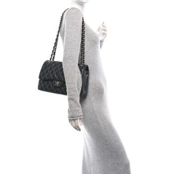 CHANEL Lambskin Quilted Jumbo Double Flap Black