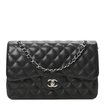 CHANEL Caviar Quilted Jumbo Double Flap Black