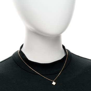 VAN CLEEF & ARPELS 18K Yellow Gold Mother of Pearl Sweet Alhambra Pendant Necklace