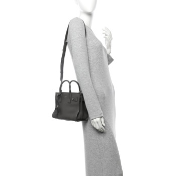SAINT LAURENT Grained Calfskin Nano Supple Sac De Jour Fog