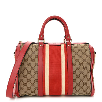 GUCCI Monogram Vintage Web Medium Boston Red