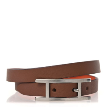 HERMES Swift Behapi Double Tour Reversible Bracelet T2 Orange Gold