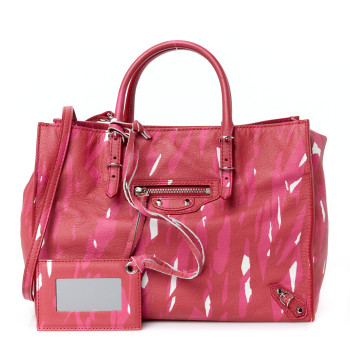 BALENCIAGA Veau Papier A6 Tote Red Pink White