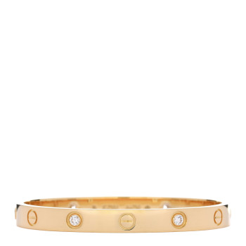 CARTIER 18K Yellow Gold 4 Diamond LOVE Bracelet 16