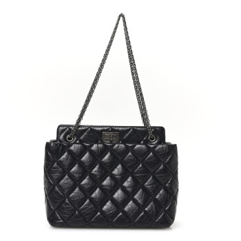 CHANEL Aged Calfskin Quilted Reissue 2.55 Tote Black