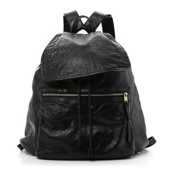 BALENCIAGA Agneau Classic Silver Hardware S Traveler Backpack Black