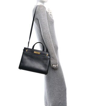SAINT LAURENT Calfskin Small Manhattan Shopper Tote Black