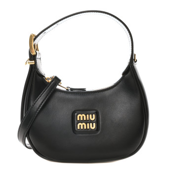 MIU MIU Soft Calf Mini Hobo Black