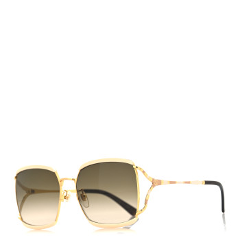 GUCCI Metal Square Frame GG0593SK Sunglasses Ivory Gold Brown