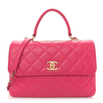 CHANEL Lambskin Quilted Medium Trendy CC Flap Dual Handle Bag Dark Pink