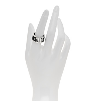TIFFANY Sterling Silver Black Ceramic T Cutout Ring 54 7