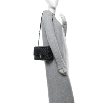 CHANEL Patent Quilted Medium Double Flap Black