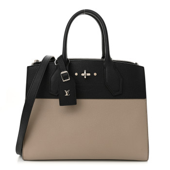 LOUIS VUITTON Taurillon City Steamer MM Black Beige