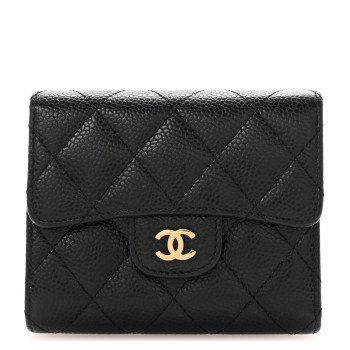CHANEL Caviar Quilted Compact Flap Wallet Black