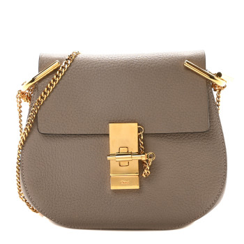 CHLOE Grained Lambskin Mini Drew Shoulder Bag Motty Grey