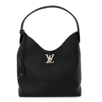 LOUIS VUITTON Calfskin Lockme Hobo Black