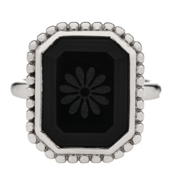 TIFFANY Sterling Silver Black Onyx Ziegfeld Daisy Ring 55 7.25