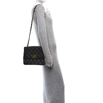 CHANEL Caviar Quilted XL Single Flap Black