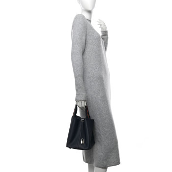 HERMES Epsom Tressage De Cuir Picotin Lock 22 MM Bleu Indigo Black Terre Battue