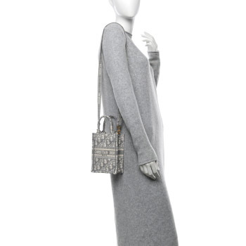 CHRISTIAN DIOR Oblique Mini Book Tote Phone Bag Grey