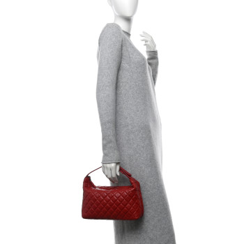 CHANEL Lambskin Quilted Small Hobo Red